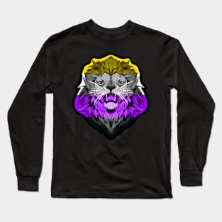 illustrated LION PRIDE series ( non binary pride flag ) Long Sleeve T-Shirt